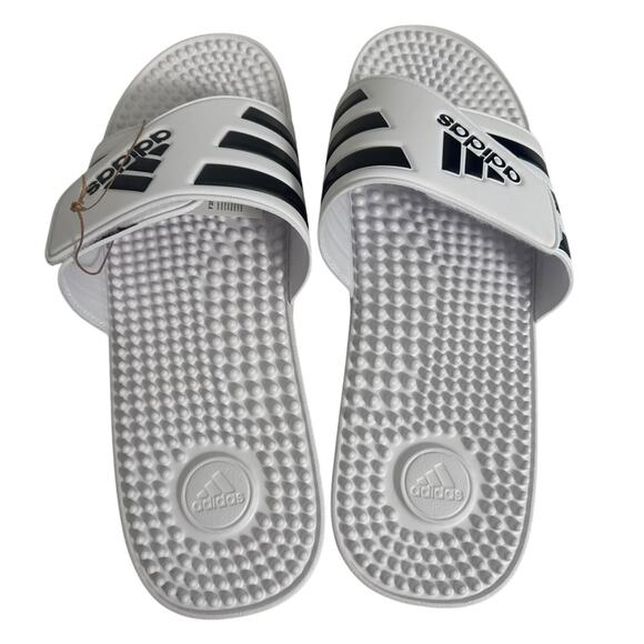NWB Adidas Adissage Mens White and Black Slide Sandal Size 16 - Picture 4 of 6